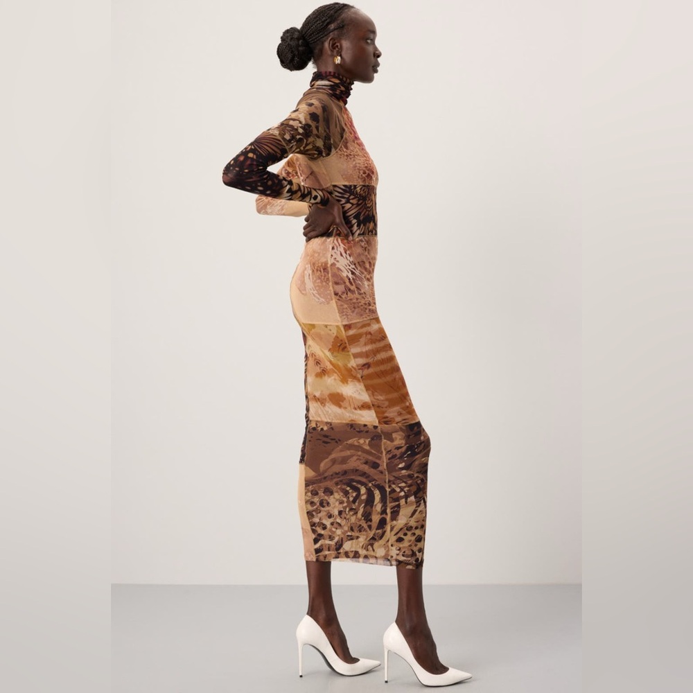 Fuzzy Abito Patchwork Mesh Dress - image 3